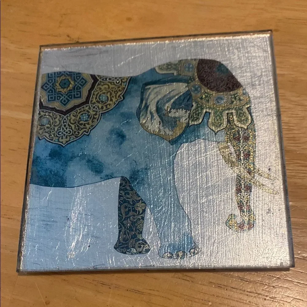 Pier 1 Exotic animals Foil on glass drink coasters. Set of 4